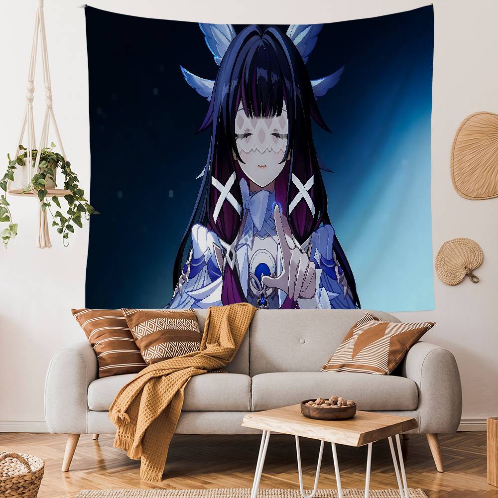 Genshin Impact Columbina Anime Cartoon Tapestry Bohemian Wall Tapestries Mandala Wall Hanging Sheets