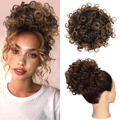 Extensions de cheveux synthétiques en chignon élastique avec cordon de serrage, ondulées et bouclées, queue de cheval, pour femme, usage quotidien, usage rapide