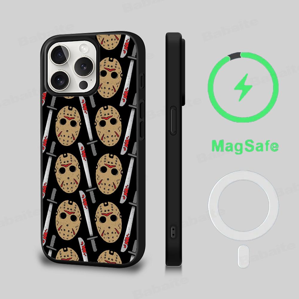

Чохол для телефону J-Jason V-Voorhees Magesafe Магнітний Бездротова Зарядка Чохол Для iPhone 16 11 12 13 14 15 Pro Max Plus Mini iPhone 13 Pro