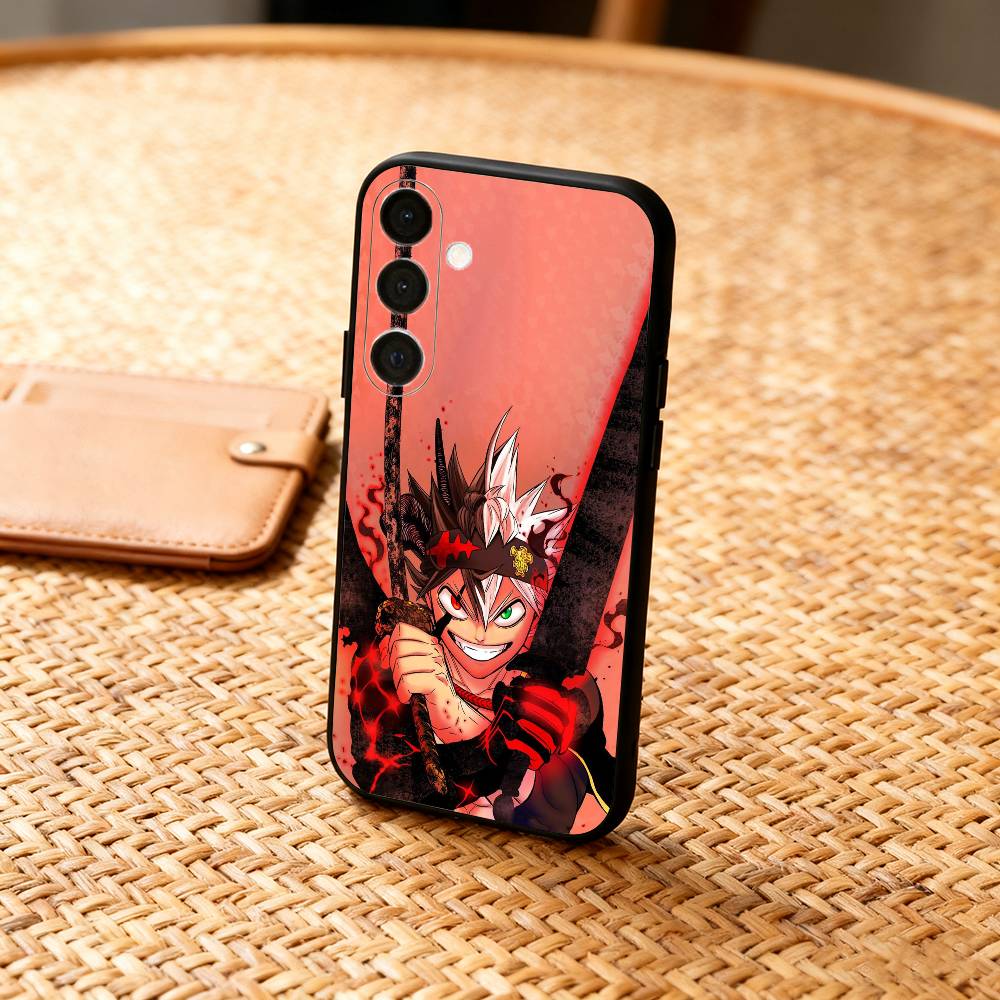 B-Black A-Asta Clover  Phone Case For Samsung  A73,A21s,A22,A31,A32,A52,A53,A71,A80,Soft Black Shell