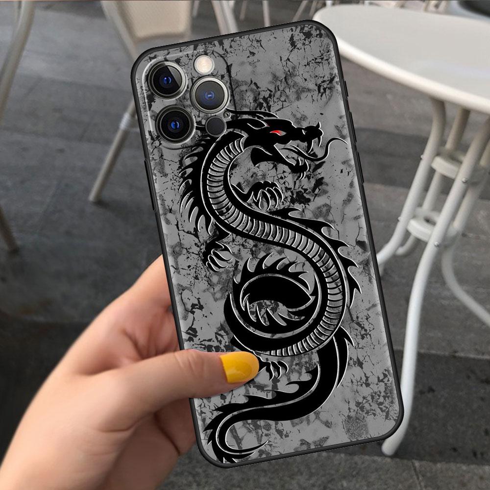 

Чехол для Apple iPhone 14 11 13 7 12 Pro 7 XR XS Max 8 Plus 6 14Pro черный мягкий чехол для телефона Funda Fashion китайский винтажный дракон iPhone 6 6S