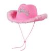 Pink Felt Cowboy Hat With Frayed Edge Velvet Trim Wide Brim Western Women Fall
