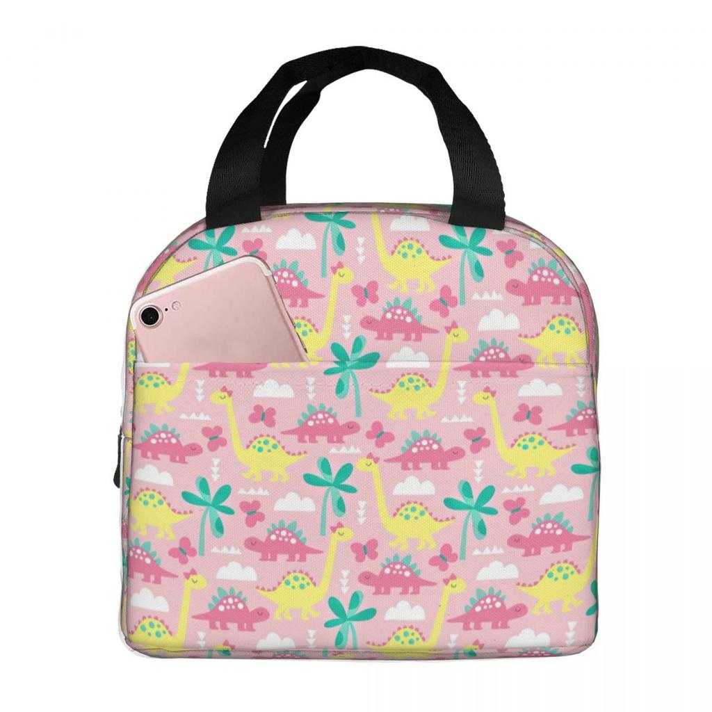Cartoon Cute Dinosaur Pattern Insulated Lunch Bag for Kids School Cooler Thermal Food Box Tote Leakproof Lunch Boxes Container