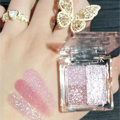 FUGU UP Three-color Eyeshadow Eyeshadow Palette Bling Bling Shadow Palette Eyeshadow Pearl Waterproof Shadow, 02, 1 Piece