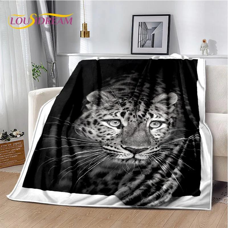 Wilde Tiger-Löwe-Leopard-Tier-Wildtier-Cartoon-Decke, weiche Überwurfdecke für Zuhause, Schlafzimmer, Bett, Sofa, Picknick, Büro