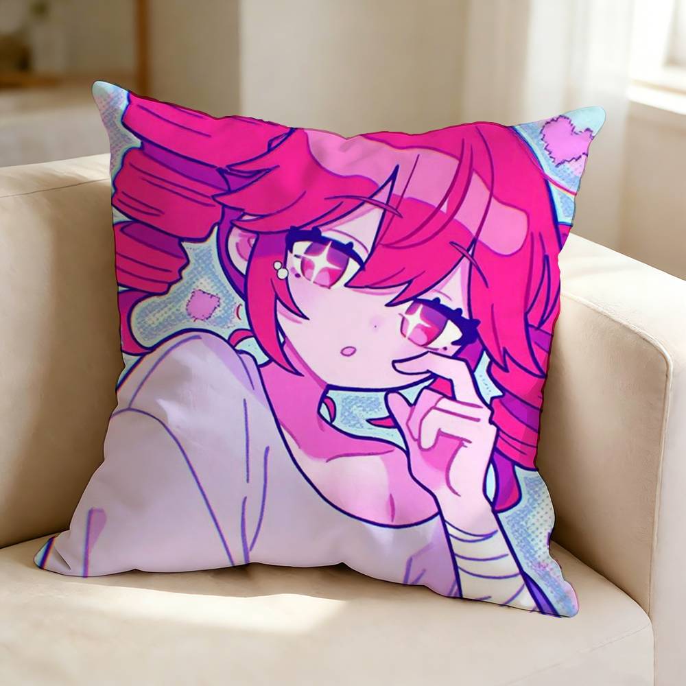 Cute Virtual Singer KKasane TTeto Pillow Case Square DoubleSided Sofa Cushion Cover Bedroom Bedside Pillow