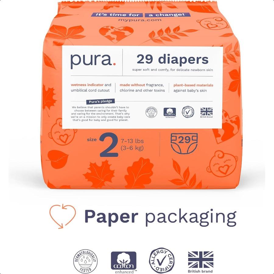 

Pura Hypoallergenic Diapers Size 2 713 lbs Totally Chlorine Free Wetn Indicator Suitable for Sensitive Skin Soft Organic Cotton United States