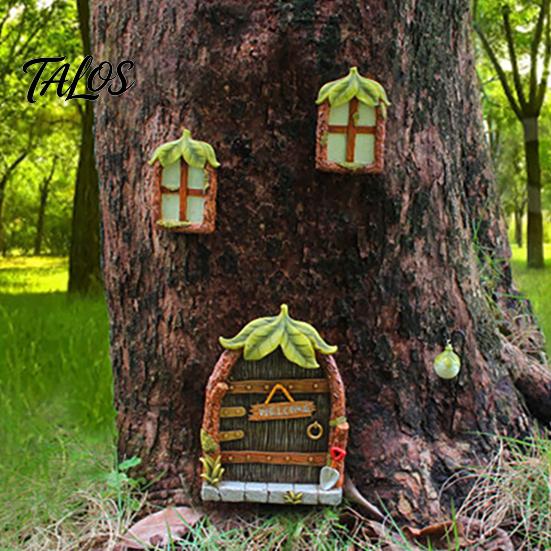 Micro Landscape Fairy Sets 1 Set Door Windows And Lamp, Garden Accessories, Miniature Creative Landscaping Supplies Glow In The Dark Gnome House