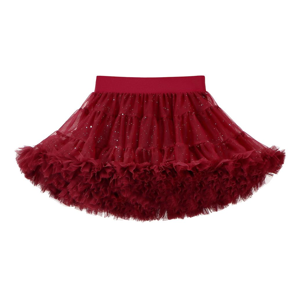 Lace Skirt Girls Fluffy Chiffon Pettiskirt Solid Colors Tutu Skirts Girl Dance Skirt Christmas Tulle Petticoat Tulle