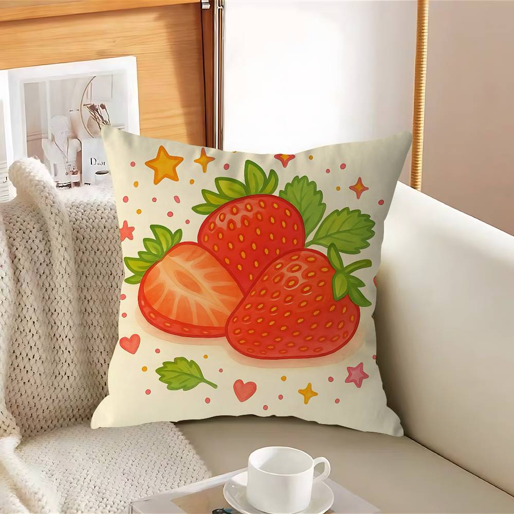 S-strawberry Cute Kawaii Cushion Cover Inches Farmhouse Decor Home Throw Pillow Covers For Couch Decorations