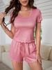 European & American Style Summer Pajamas: Casual Printed T-Shirt & Women's Shorts Two-Piece Set