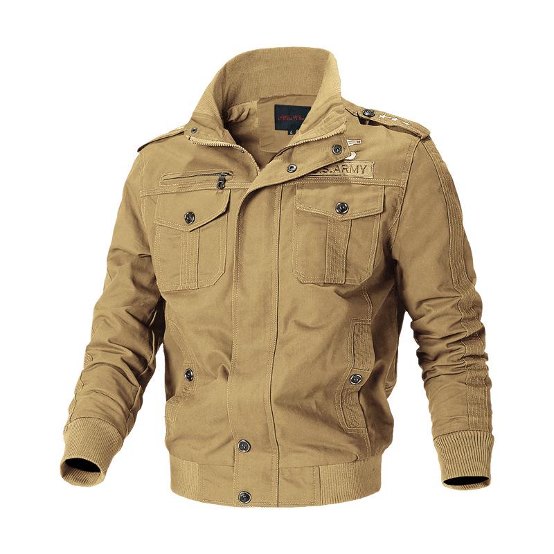 Men's Spring and Autumn Jacket Jacket Washed Cotton Military Jacket