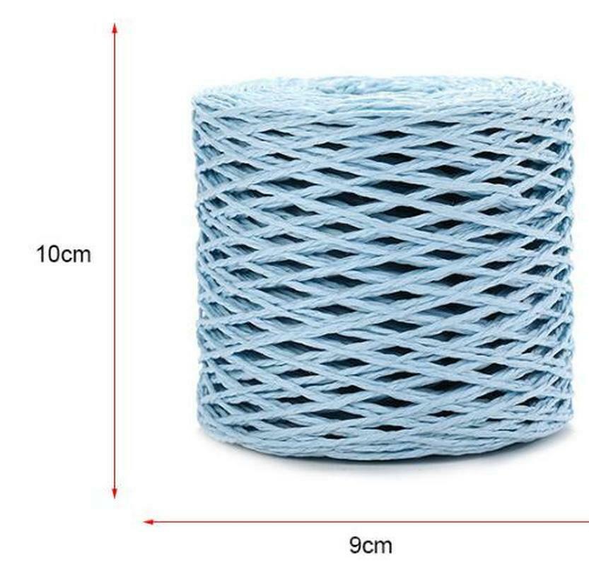 200 Meter Natural Raffia Straw Yarn For Hand Knit Crochet Summer Straw Hat Handbag Cushion Baskets Knitting 2mm Colorful Threads