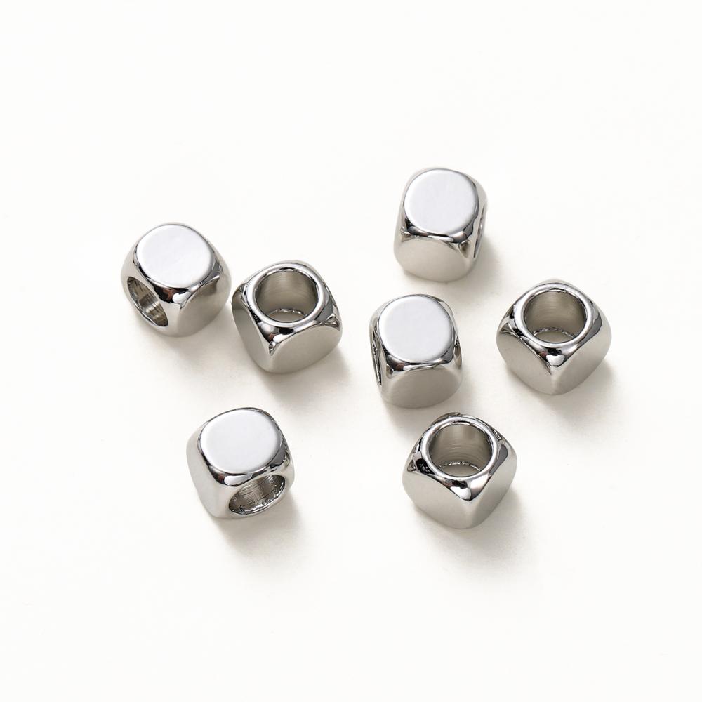 50pcs/lot 14K 18K Gold Brass Cube Square Spacer Beads Loose Charm Bead for DIY Bracelets Necklace Jewelry Making Accessories