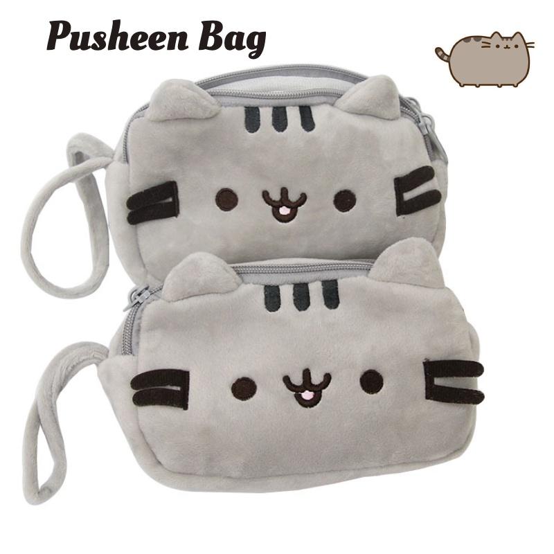 Pusheen Cat Makeup Soft Plush Doubledeck Zipper Bag Portable Cartoon  Box Gift
