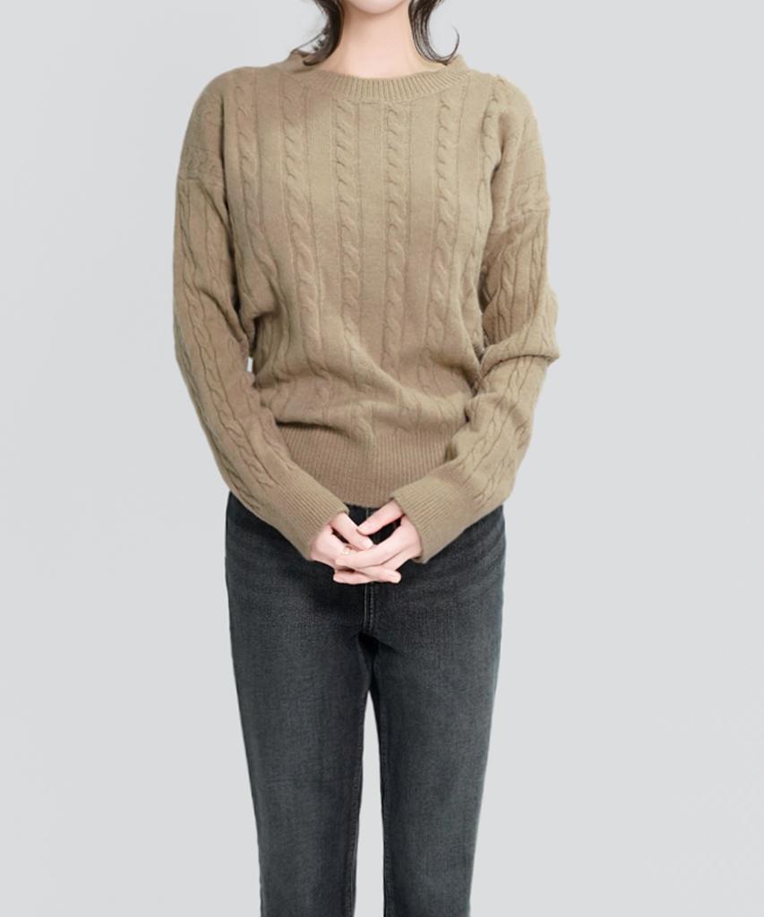 Keulleiseu Basic Cable Knit Sweater_Black