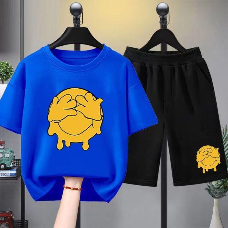 

Летняя детская одежда для мальчиков, футболки с короткими рукавами и шорты с героями мультфильмов, комплект из 2 предметов для маленьких девочек, детская повседневная одежда с верхом и низом 160CM