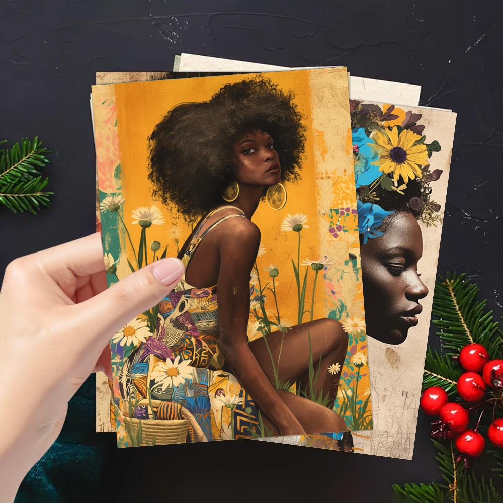 32pcs, Black Women Portrait Postcards, Feminine Charm, Birthday/Anniversary Gifts, Collectibles, Suitable for Gifting, Mailable.