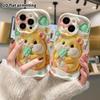 Phone Case: 2D flat design suitable for iPhone 18 17 16 15 14 13 Pro protective case, little yellow hamster eating popsicle, perfect Christmas and Hal