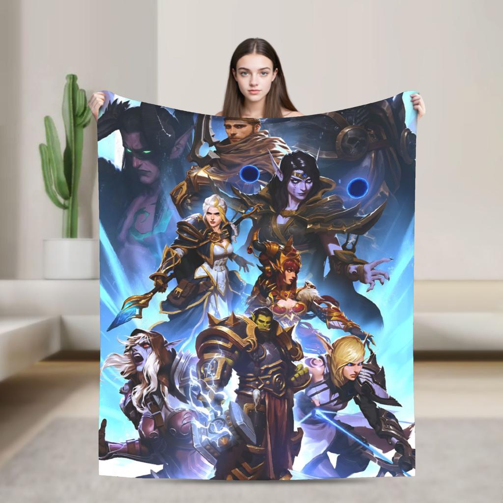 World of Warcraft Game Flannel Blankets Super Warm Throw Blanket for Outdoor Travel Office Aesthetic Bedspread Sofa Bed Cover