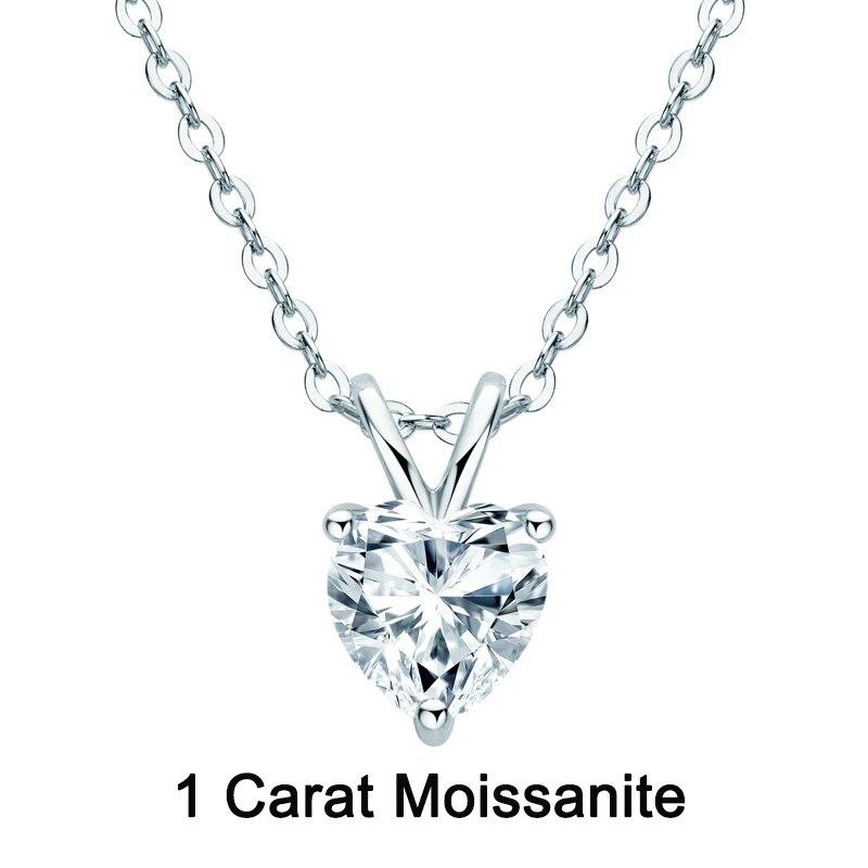 New 2 Carat Real Moissanite Necklace Heart Pendant Top Quality 925 Solid Silver Synthetic Diamond Gemstone Neck Fine Jewelry