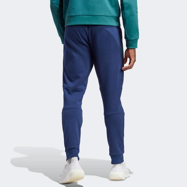 Adidas Mid Rise Drawstring Cuffed Casual Knit Sports Pants Men Bottoms Blue HU0068