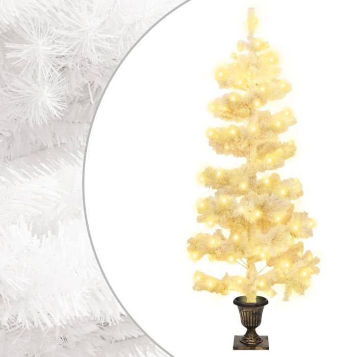 VidaXL Arbre de Noël Hélicoïdal Pré-éclairé avec Pot, Sapin de Noël avec LED, Décoration de Vacances, Ornement de Fête 344652