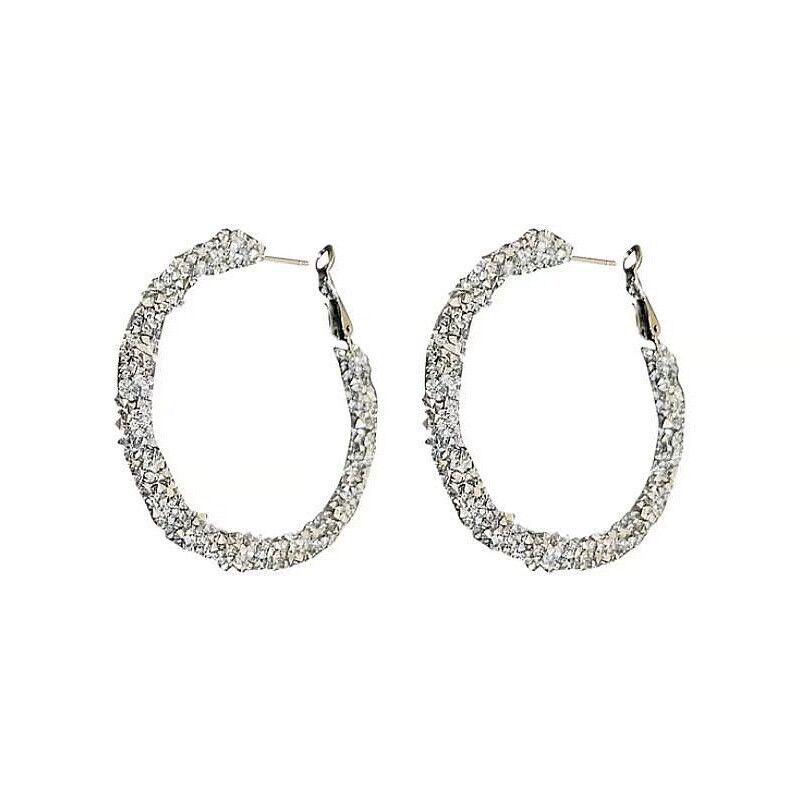 2024 Fashionable Large Diamond Hoop Earrings
