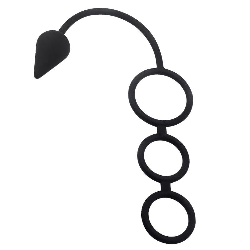 Men Three Ring Lock Anal Time Plug Delay Prostate Massager Toys Sex