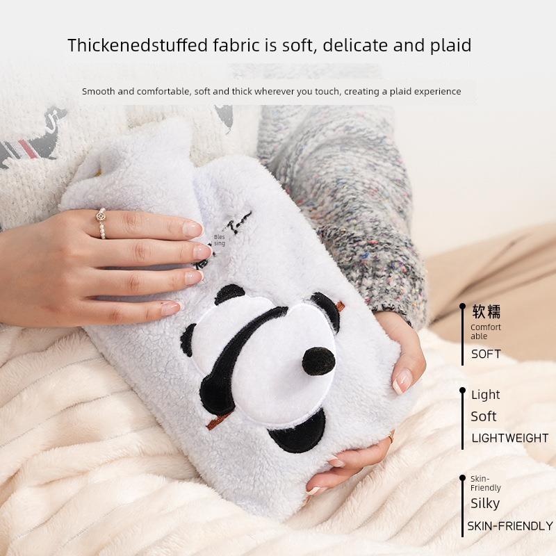 Large Cartoon Cute Plush Water-Filled Hot Water Bottle with Thickened Cover for Warming the Stomach and Hands