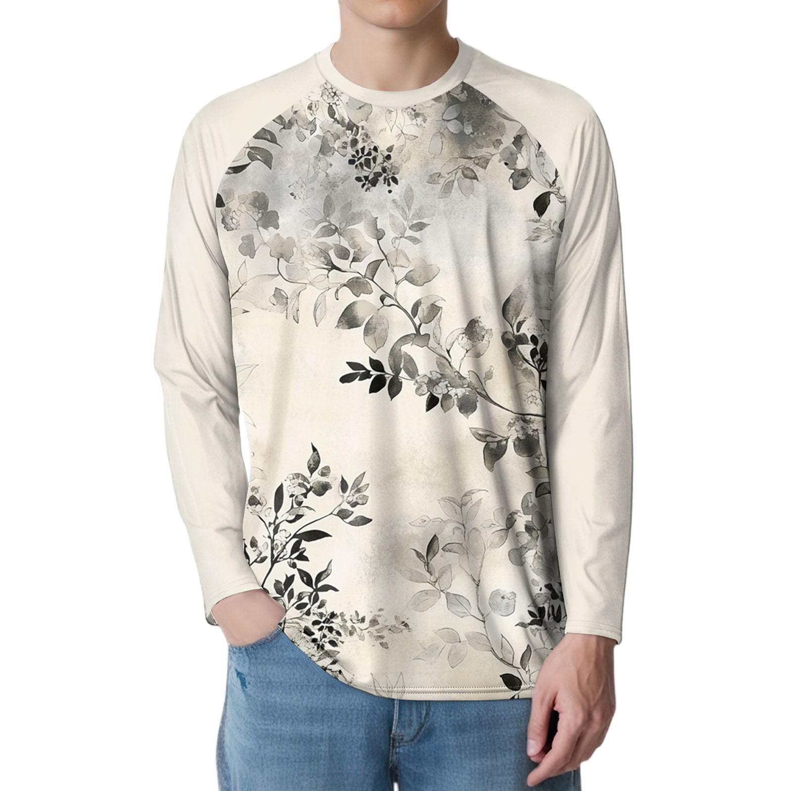 

Мужская мода принтованный реглан длинный рукав спортивный топ XXL бежевый