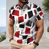 Mens Plus Size Short Sleeve Collared Quarter Zip Printed Polo Shirt White Navy Gold