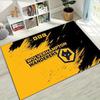 Wolverhampton Wanderers FC Ink Brush WFC Wolf Crest Print Area Rug Premier League Football Floor Carpet Sports Fan Living Room Bedroom Home Decor Mat