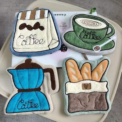Coral Fleece Hand Towel Cute Handkerchief Super Absorbent Hand Cloth Kitchen Towels Hanging Towel for Bathroom Kitchen