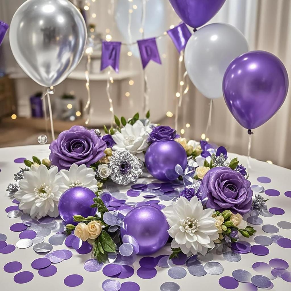 Purple Silver Confetti/Purple Birthday Party Decorations Centerpiece Table Party Decorations/Engagement Baby Shower/Wedding Purple Graduation 2025