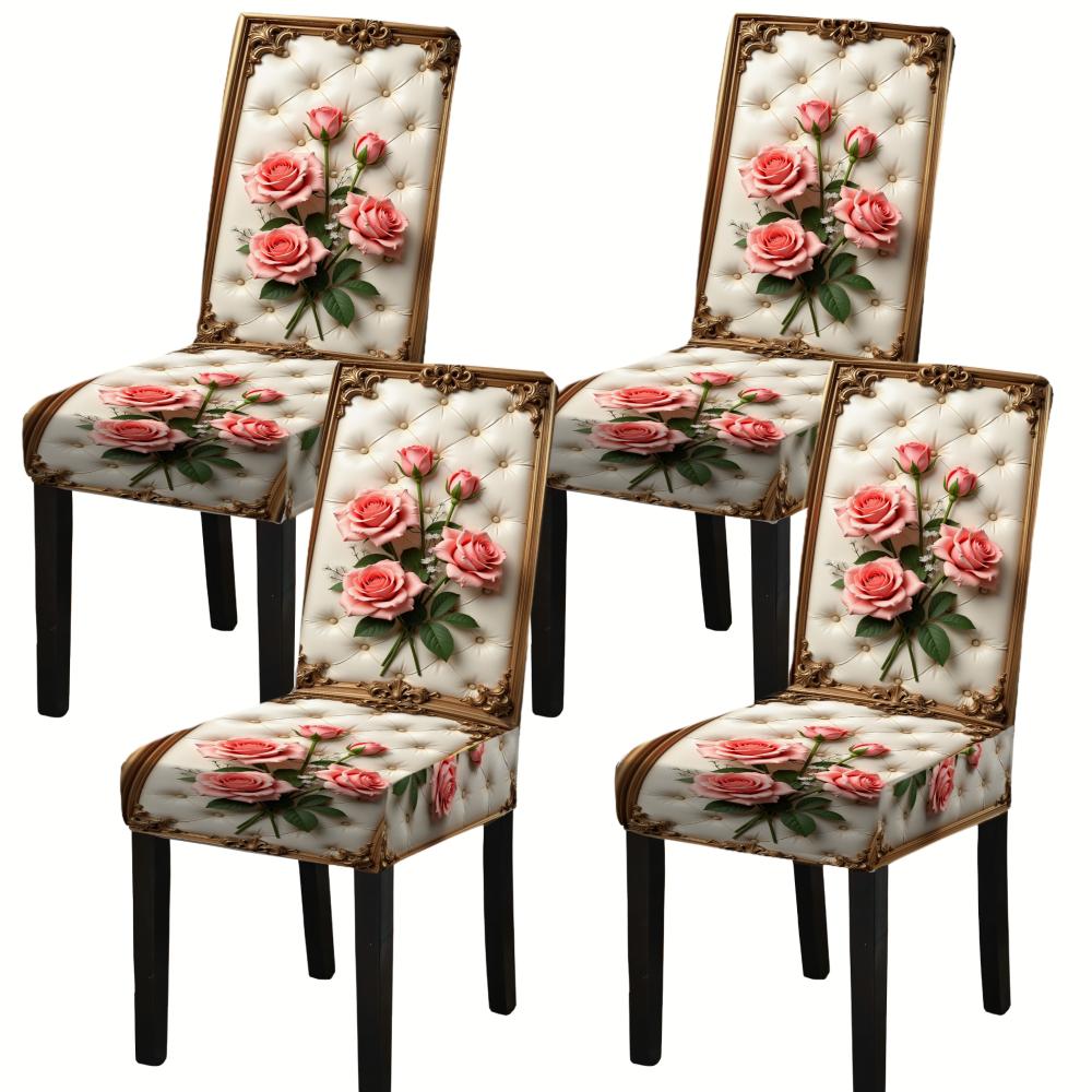 4-6 Stuks Elegante Gewatteerde Stretchy Eetkamerstoelhoes Stoelbeschermer Voor Huisdecoratie