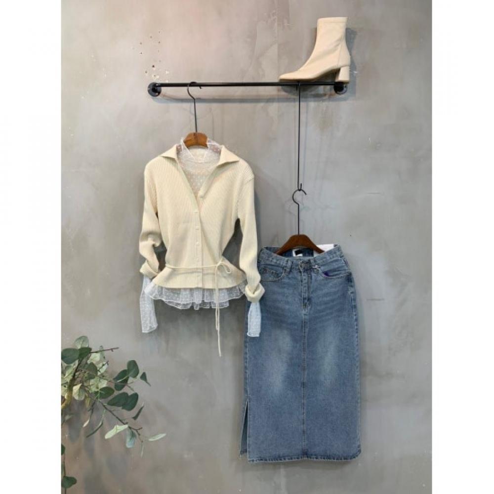 C S In THe Room Ykk Zipper waSHed Side Slit H lIne Long Skirt 2Color