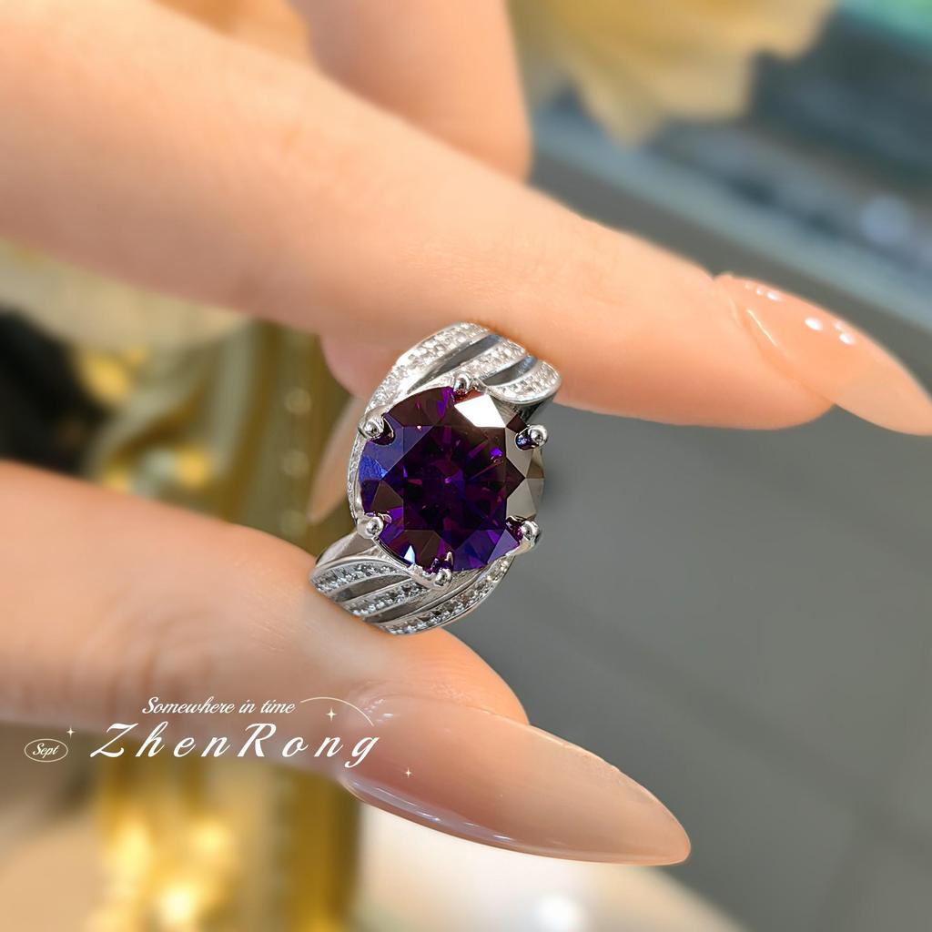 Luxury Women's 5-Carat Mysterious Purple Diamond Ring - Three Lives of Love Collection