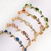 Colorful Leaf Cubic Zirconia Cz Crystal Bridal Bridesmaid Wedding Jewelry Bracelets Gift For Women Mom On Wedding Day
