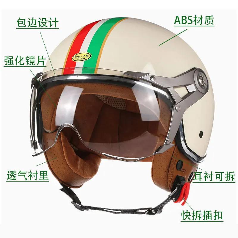 New Open Face 3/4 Motorcycle Helmet Retro Motorbike Helmets Vintage Chopper Capacete De Moto Bike Scooter With For Men Women DOT