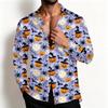 Men's Casual Loose Fit Breathable Shirt Jacket with Turn-Down Collar for Halloween Spring and Fall
