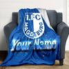 1pc 1.FC Magdeburg Blanket with Custom Name, Gift, for Men and Women, Soft Blanket, Good for Sofa Bed Couch Travel, Lightweight Flannel Blanket