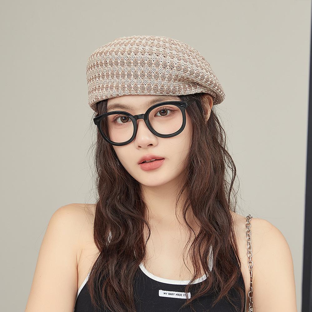 Summer Female Beret Painter's Hat Korean Pattern Trendy Knitted Breathable Tourist Beret
