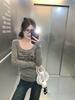 Women's Retro Slim Fit U-Neck Long Sleeve T-Shirt - Early Spring Base Layer