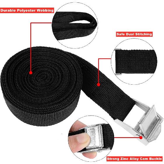 4PCS 1 x 3.3Ft Lashing Straps Adjustable Kayaks Tie Down Straps for Cargo, Luggage, Motorcycles, Truck, SUV, Car Roof Rack