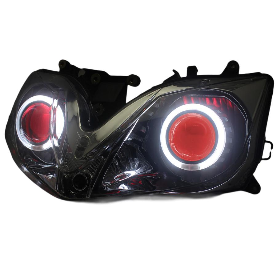 Motorcycle Custom Angel Eyes LED Headlight Assembly HID Projector Bi-Xenon Head Light Lamp For Honda CBR 600 CBR600 F4i 2001-07