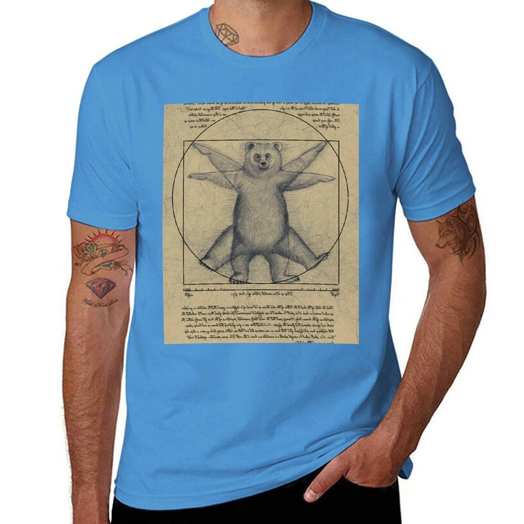 New The vitruvian bear TShirt boys t shirts Aesthetic clothing mens plain t shirts