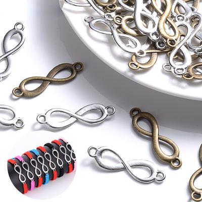 100Pcs Contas de metal antigo com formato infinito 8 Contas espaçadoras de sinal eterno para fazer joias Pulseira Colar Achados Suprimentos
