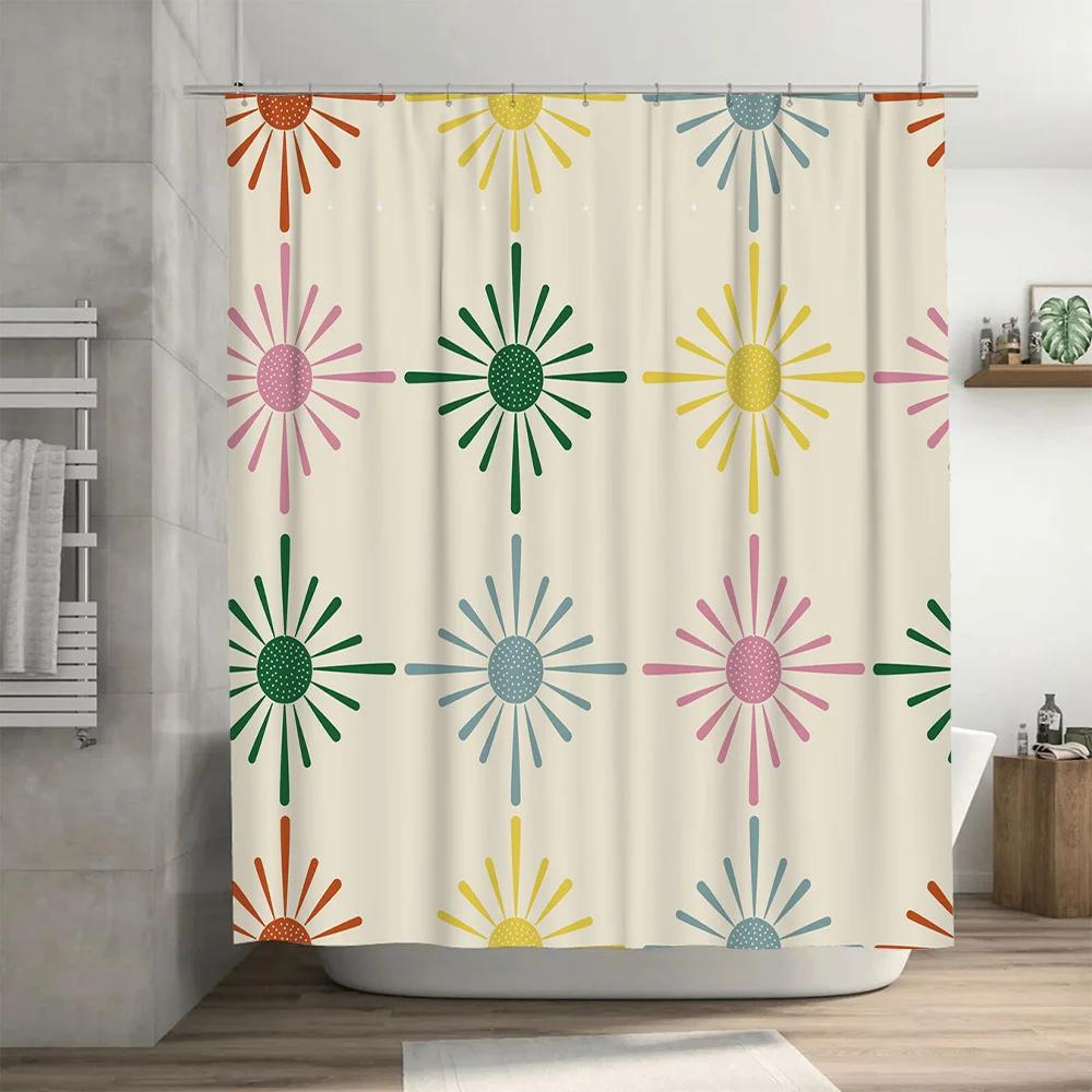 Sunburst Shower Curtain Vibrant Colors, Waterproof Fabric, Decorative Bathroom Liner for Home or Hotel Use Available in Multiple