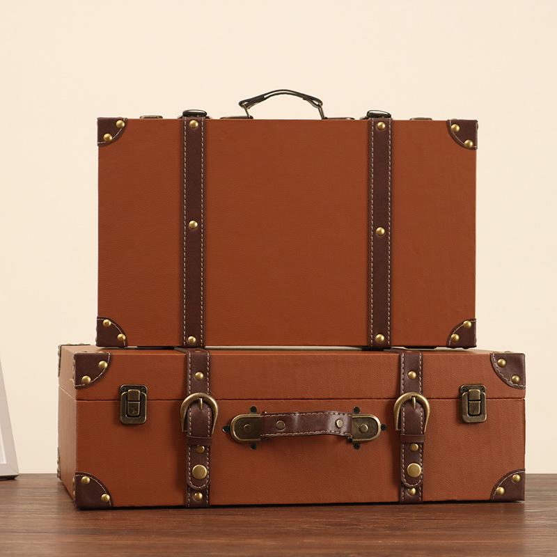 European Retro Leather Storage Box - Handbag, Clothes, and Travel Photography Prop Organizer